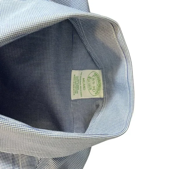 Brooks Brothers Men's Milano Blue White Long Sleeve Button Down Shirt 16.5 34 - Picture 8 of 8